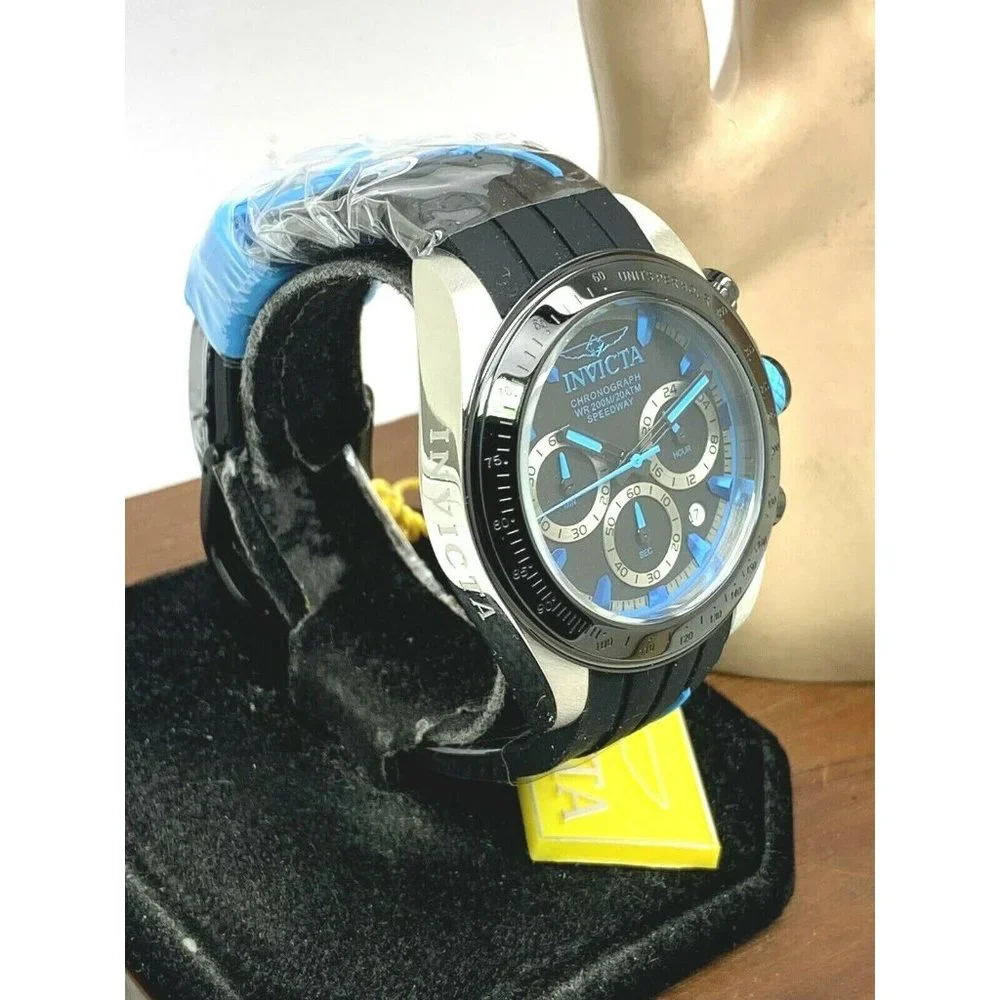 Invicta Men's Watch 17193 Speedway Chronograph Quartz Blue Black Rubber Band - Picture 12 of 12
